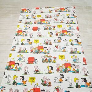 Vintage 70s Peanuts Snoopy Charlie Brown Twin Flat Sheet 65x94